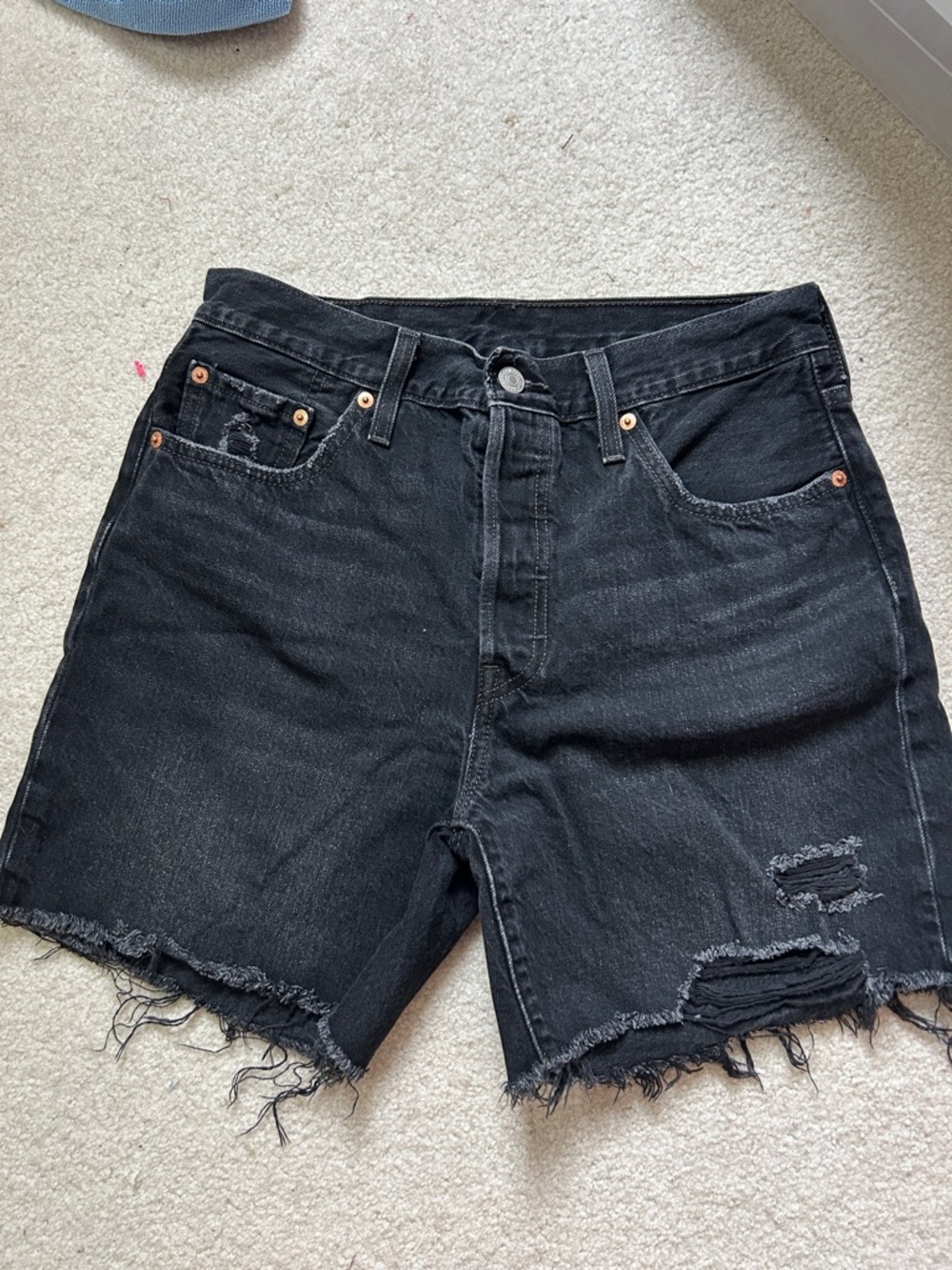 Levi's Black Distressed Jean Shorts